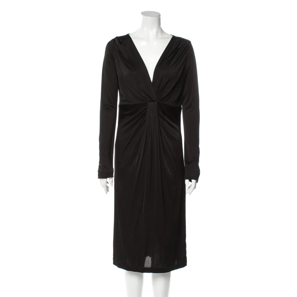Diane Von Furstenberg Black Ruched Long Sleeve Sheath Dress